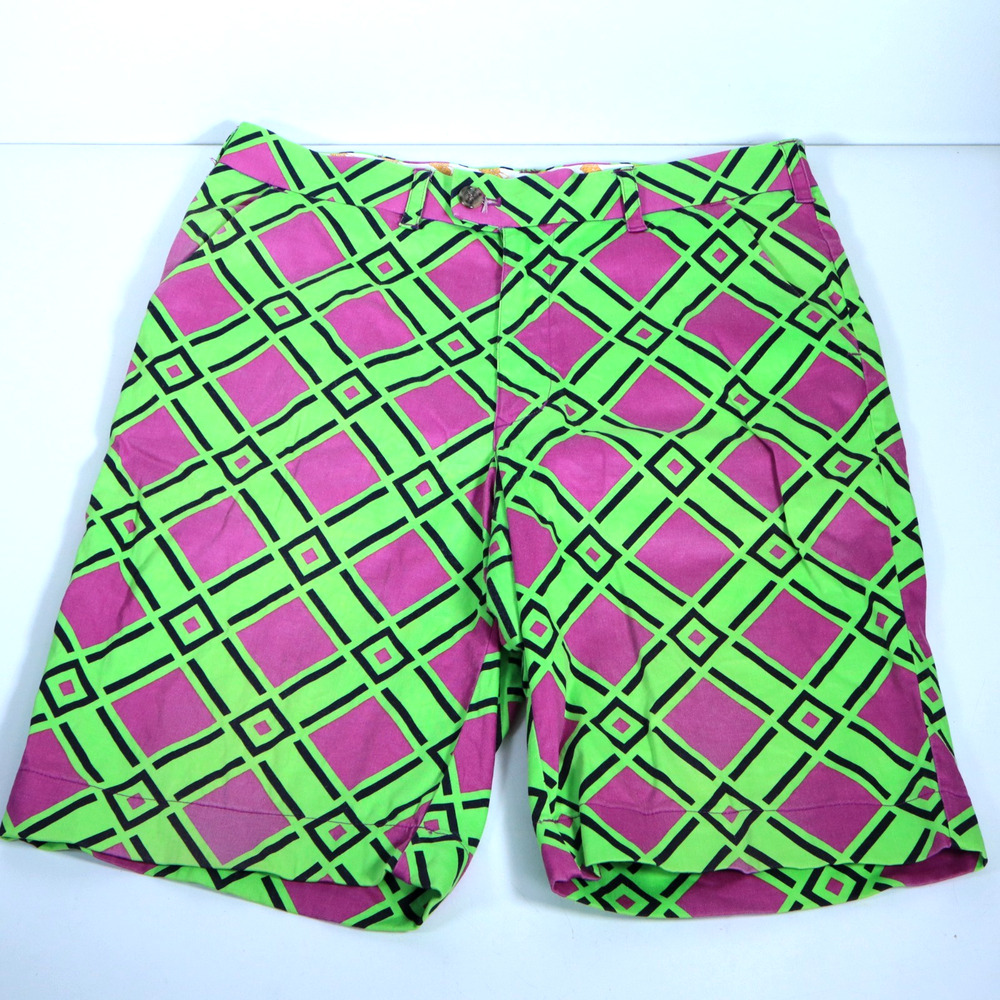 Loud Mouth Golf Shorts Purple Diamond Men’s Sz 34 Preppy Classic